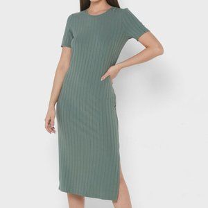 Vero Moda Vmaggi Rib Calf Dress in Laurel Wreath